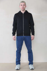 Basic Zip Through Hoodie - Black For Men Cicay